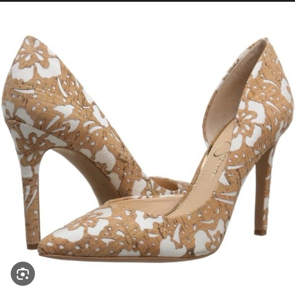 Jessica Simpson JS-Claudette Natural/White Floral Laser Cork Heels “SZ8M. NIB - Picture 8 of 11
